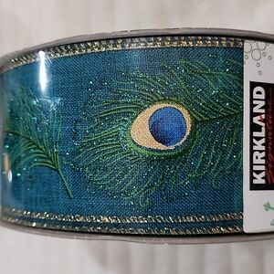 NEW Peacock Holiday Kirkland Wire-edged Ribbon, 50 yards total